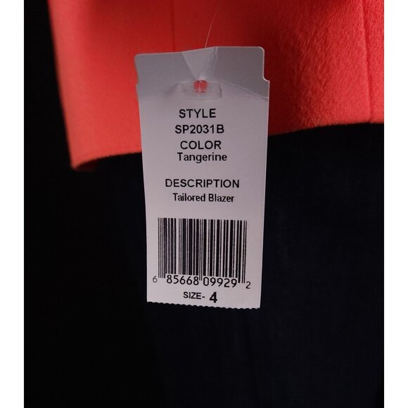 Smythe Tailored Blazer Size 4 Womens Neon Tangerine Jacket $795 - Picture 13 of 16